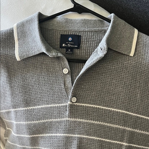 Ben Sherman Waffle Knit Gray Polo - Picture 1 of 8